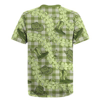 Lime Palaka Hawaii Cowboy Rugby Jersey Puakenikeni Lei Paniolo Papale Seamless Vibes - Polynesian Pride