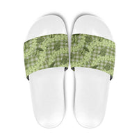 Lime Palaka Hawaii Cowboy Slide Sandals Puakenikeni Lei Paniolo Papale Seamless Vibes - Polynesian Pride