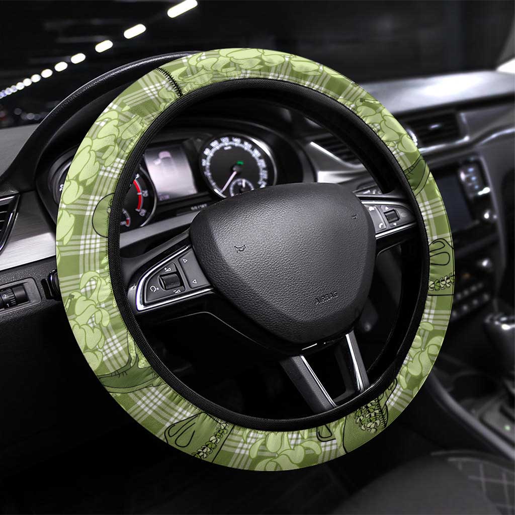 Lime Palaka Hawaii Cowboy Steering Wheel Cover Puakenikeni Lei Paniolo Papale Seamless Vibes - Polynesian Pride
