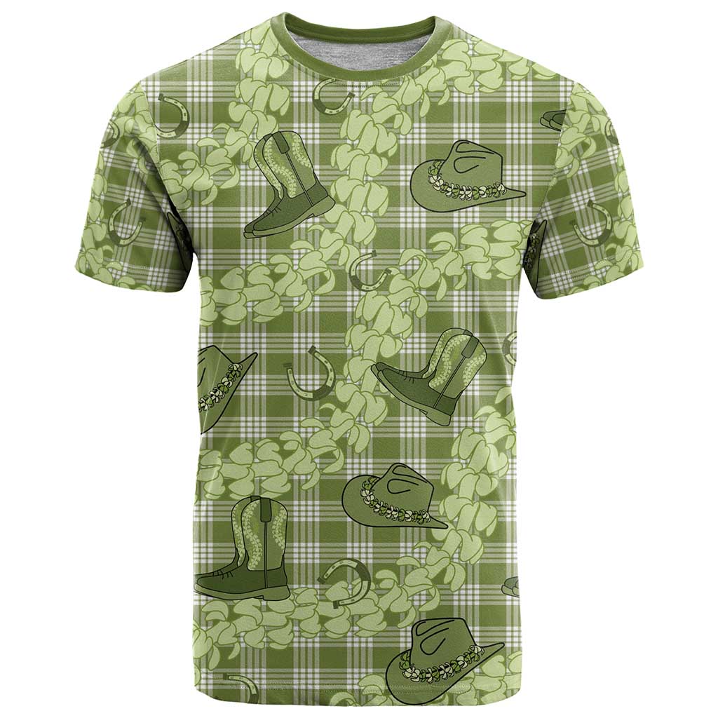 Lime Palaka Hawaii Cowboy T Shirt Puakenikeni Lei Paniolo Papale Seamless Vibes - Polynesian Pride
