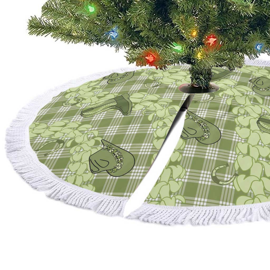 Lime Palaka Hawaii Cowboy Tree Skirt Puakenikeni Lei Paniolo Papale Seamless Vibes - Polynesian Pride
