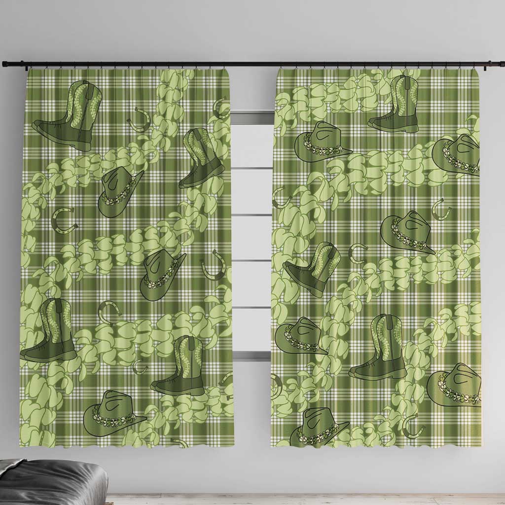 Lime Palaka Hawaii Cowboy Window Curtain Puakenikeni Lei Paniolo Papale Seamless Vibes - Polynesian Pride