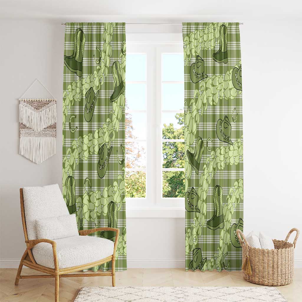 Lime Palaka Hawaii Cowboy Window Curtain Puakenikeni Lei Paniolo Papale Seamless Vibes - Polynesian Pride