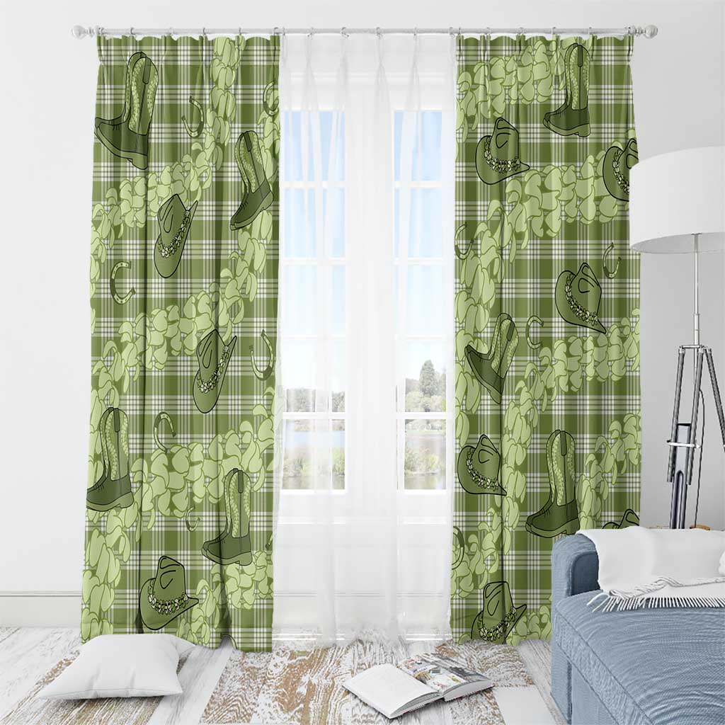 Lime Palaka Hawaii Cowboy Window Curtain Puakenikeni Lei Paniolo Papale Seamless Vibes - Polynesian Pride