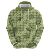 Lime Palaka Hawaii Cowboy Zip Hoodie Puakenikeni Lei Paniolo Papale Seamless Vibes - Polynesian Pride