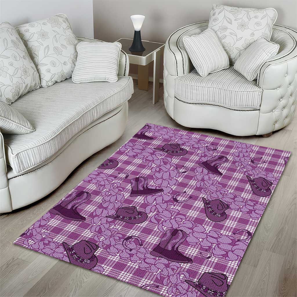 Purple Palaka Hawaii Cowboy Area Rug Puakenikeni Lei Paniolo Papale Seamless Vibes - Polynesian Pride