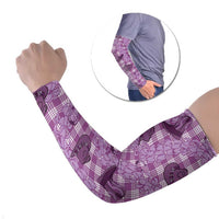 Purple Palaka Hawaii Cowboy Arm Sleeves Puakenikeni Lei Paniolo Papale Seamless Vibes - Polynesian Pride