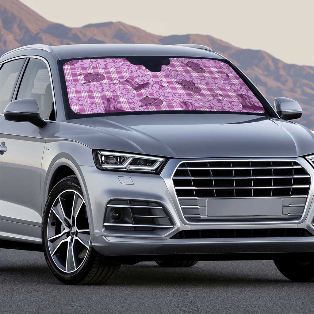 Purple Palaka Hawaii Cowboy Auto Sun Shade Puakenikeni Lei Paniolo Papale Seamless Vibes - Polynesian Pride