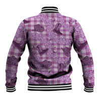 Purple Palaka Hawaii Cowboy Baseball Jacket Puakenikeni Lei Paniolo Papale Seamless Vibes - Polynesian Pride
