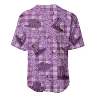 Purple Palaka Hawaii Cowboy Baseball Jersey Puakenikeni Lei Paniolo Papale Seamless Vibes - Polynesian Pride