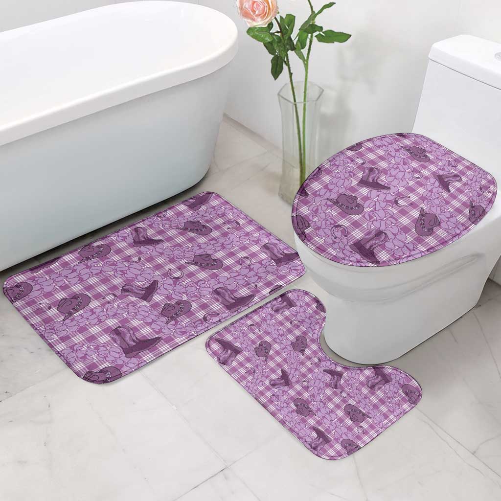 Purple Palaka Hawaii Cowboy Bathroom Set Puakenikeni Lei Paniolo Papale Seamless Vibes - Polynesian Pride