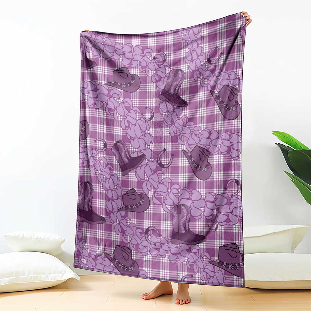 Purple Palaka Hawaii Cowboy Blanket Puakenikeni Lei Paniolo Papale Seamless Vibes - Polynesian Pride