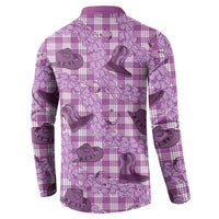 Purple Palaka Hawaii Cowboy Button Sweatshirt Puakenikeni Lei Paniolo Papale Seamless Vibes - Polynesian Pride