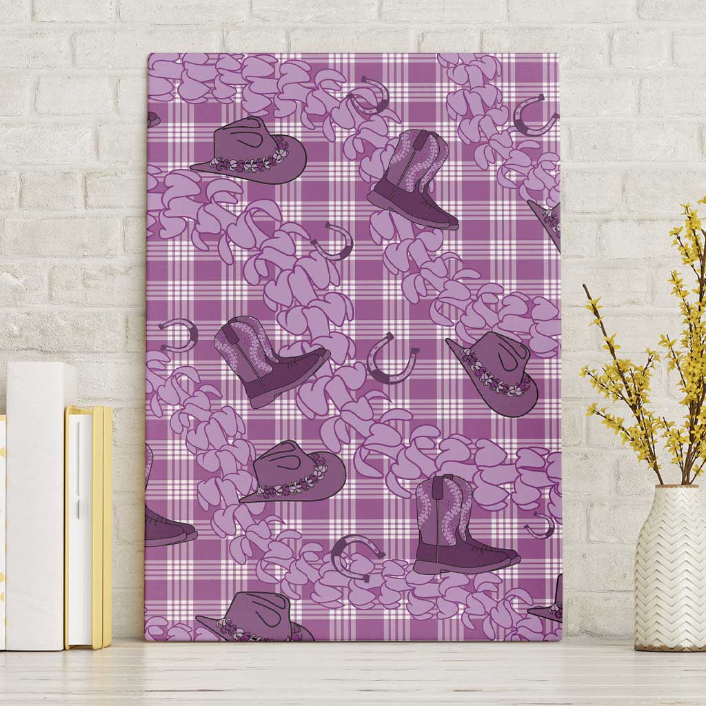 Purple Palaka Hawaii Cowboy Canvas Wall Art Puakenikeni Lei Paniolo Papale Seamless Vibes - Polynesian Pride