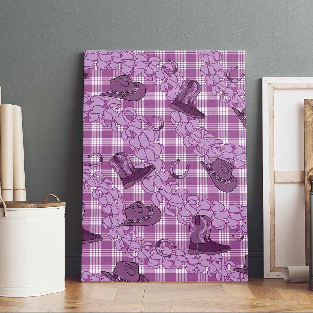 Purple Palaka Hawaii Cowboy Canvas Wall Art Puakenikeni Lei Paniolo Papale Seamless Vibes - Polynesian Pride