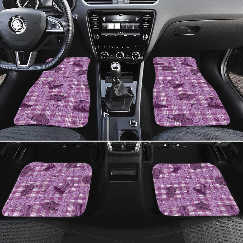 Purple Palaka Hawaii Cowboy Car Mats Puakenikeni Lei Paniolo Papale Seamless Vibes - Polynesian Pride