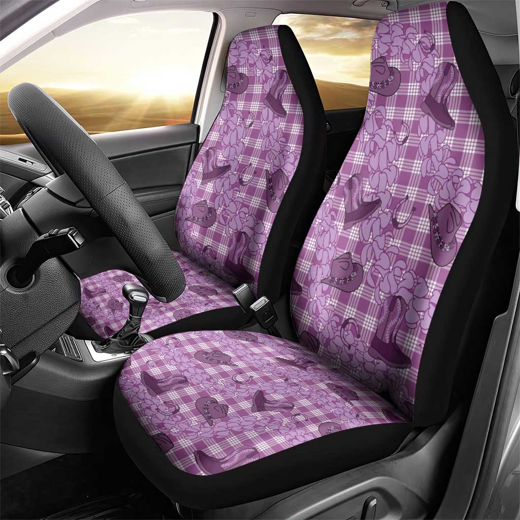 Purple Palaka Hawaii Cowboy Car Seat Cover Puakenikeni Lei Paniolo Papale Seamless Vibes - Polynesian Pride