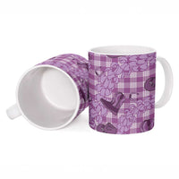 Purple Palaka Hawaii Cowboy Ceramic Mug Puakenikeni Lei Paniolo Papale Seamless Vibes - Polynesian Pride