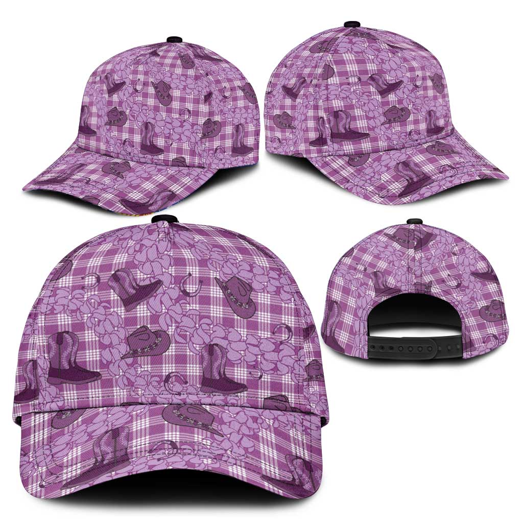 Purple Palaka Hawaii Cowboy Classic Cap Puakenikeni Lei Paniolo Papale Seamless Vibes - Polynesian Pride