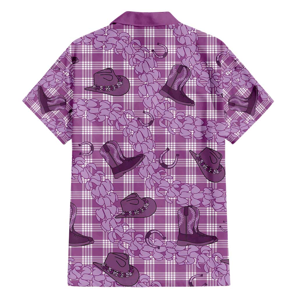 Purple Palaka Hawaii Cowboy Family Matching Puletasi and Hawaiian Shirt Puakenikeni Lei Paniolo Papale Seamless Vibes - Polynesian Pride