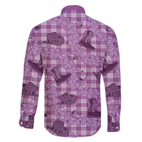 Purple Palaka Hawaii Cowboy Family Matching Puletasi and Hawaiian Shirt Puakenikeni Lei Paniolo Papale Seamless Vibes - Polynesian Pride