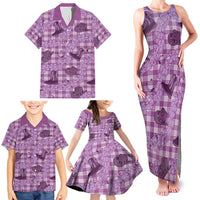 Purple Palaka Hawaii Cowboy Family Matching Tank Maxi Dress and Hawaiian Shirt Puakenikeni Lei Paniolo Papale Seamless Vibes - Polynesian Pride