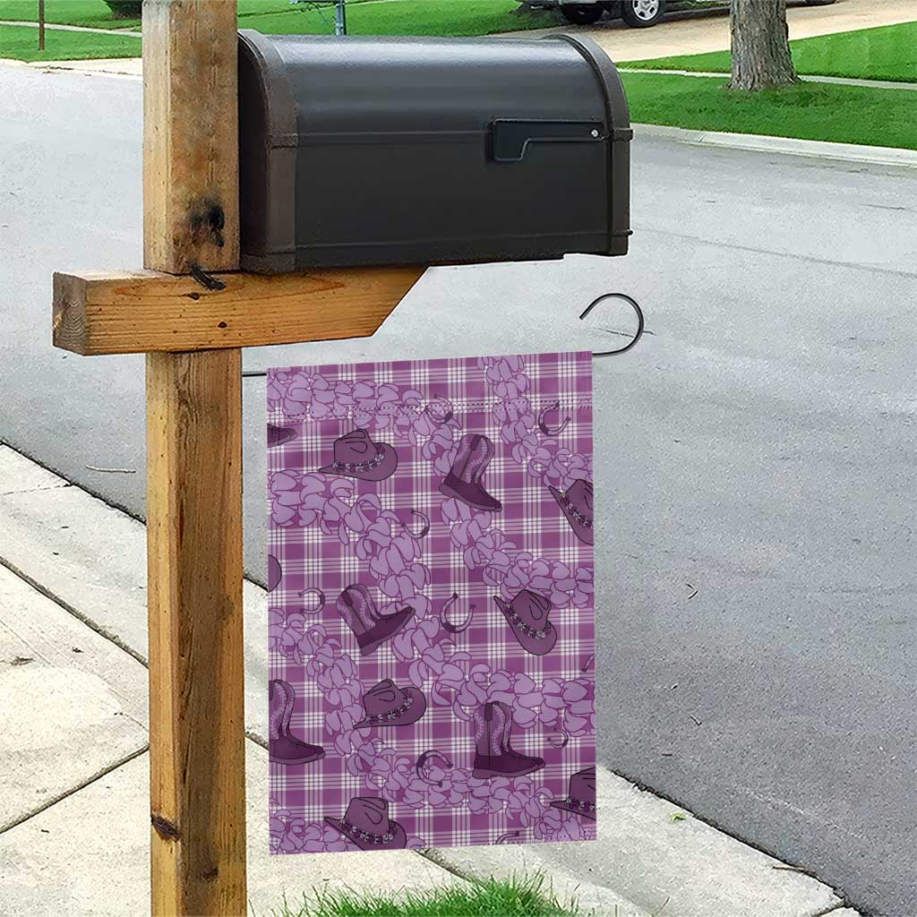 Purple Palaka Hawaii Cowboy Garden Flag Puakenikeni Lei Paniolo Papale Seamless Vibes - Polynesian Pride