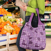 Purple Palaka Hawaii Cowboy Grocery Bag Puakenikeni Lei Paniolo Papale Seamless Vibes - Polynesian Pride