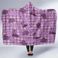 Purple Palaka Hawaii Cowboy Hooded Blanket Puakenikeni Lei Paniolo Papale Seamless Vibes - Polynesian Pride
