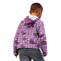 Purple Palaka Hawaii Cowboy Kid Hoodie Puakenikeni Lei Paniolo Papale Seamless Vibes - Polynesian Pride