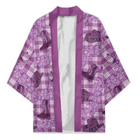 Purple Palaka Hawaii Cowboy Kimono Puakenikeni Lei Paniolo Papale Seamless Vibes - Polynesian Pride