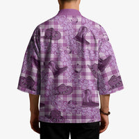 Purple Palaka Hawaii Cowboy Kimono Puakenikeni Lei Paniolo Papale Seamless Vibes - Polynesian Pride