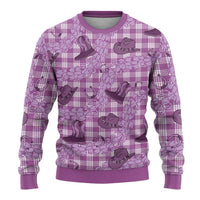 Purple Palaka Hawaii Cowboy Ugly Christmas Sweater Puakenikeni Lei Paniolo Papale Seamless Vibes - Polynesian Pride