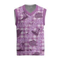 Purple Palaka Hawaii Cowboy Christmas Knitted V-Neck Vest Puakenikeni Lei Paniolo Papale Seamless Vibes - Polynesian Pride
