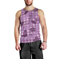 Purple Palaka Hawaii Cowboy Men Tank Top Puakenikeni Lei Paniolo Papale Seamless Vibes - Polynesian Pride