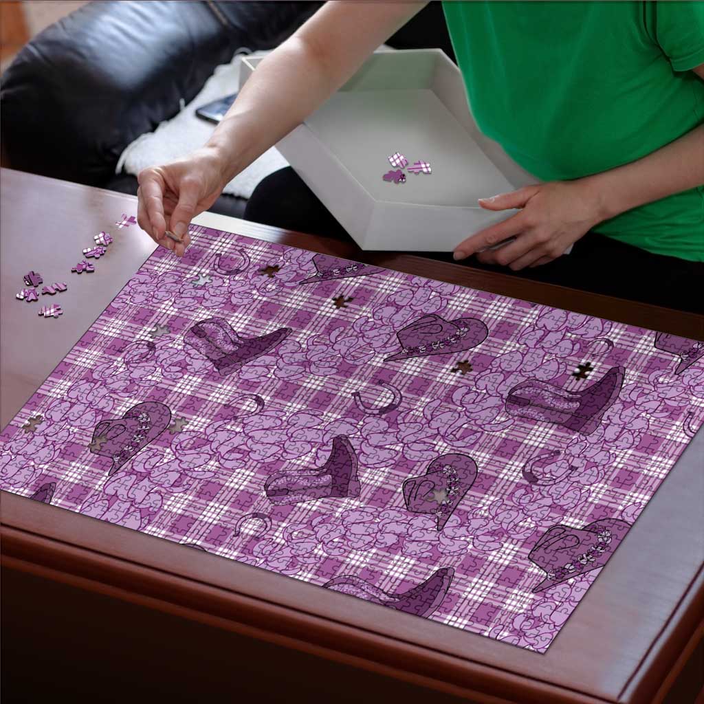 Purple Palaka Hawaii Cowboy Puzzle Puakenikeni Lei Paniolo Papale Seamless Vibes - Polynesian Pride