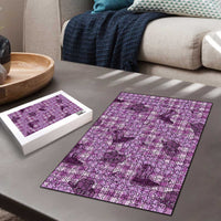 Purple Palaka Hawaii Cowboy Puzzle Puakenikeni Lei Paniolo Papale Seamless Vibes - Polynesian Pride