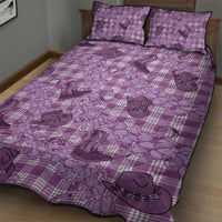 Purple Palaka Hawaii Cowboy Quilt Bed Set Puakenikeni Lei Paniolo Papale Seamless Vibes - Polynesian Pride