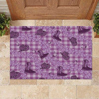 Purple Palaka Hawaii Cowboy Rubber Doormat Puakenikeni Lei Paniolo Papale Seamless Vibes - Polynesian Pride