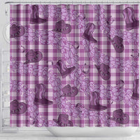 Purple Palaka Hawaii Cowboy Shower Curtain Puakenikeni Lei Paniolo Papale Seamless Vibes - Polynesian Pride