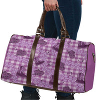 Purple Palaka Hawaii Cowboy Travel Bag Puakenikeni Lei Paniolo Papale Seamless Vibes - Polynesian Pride