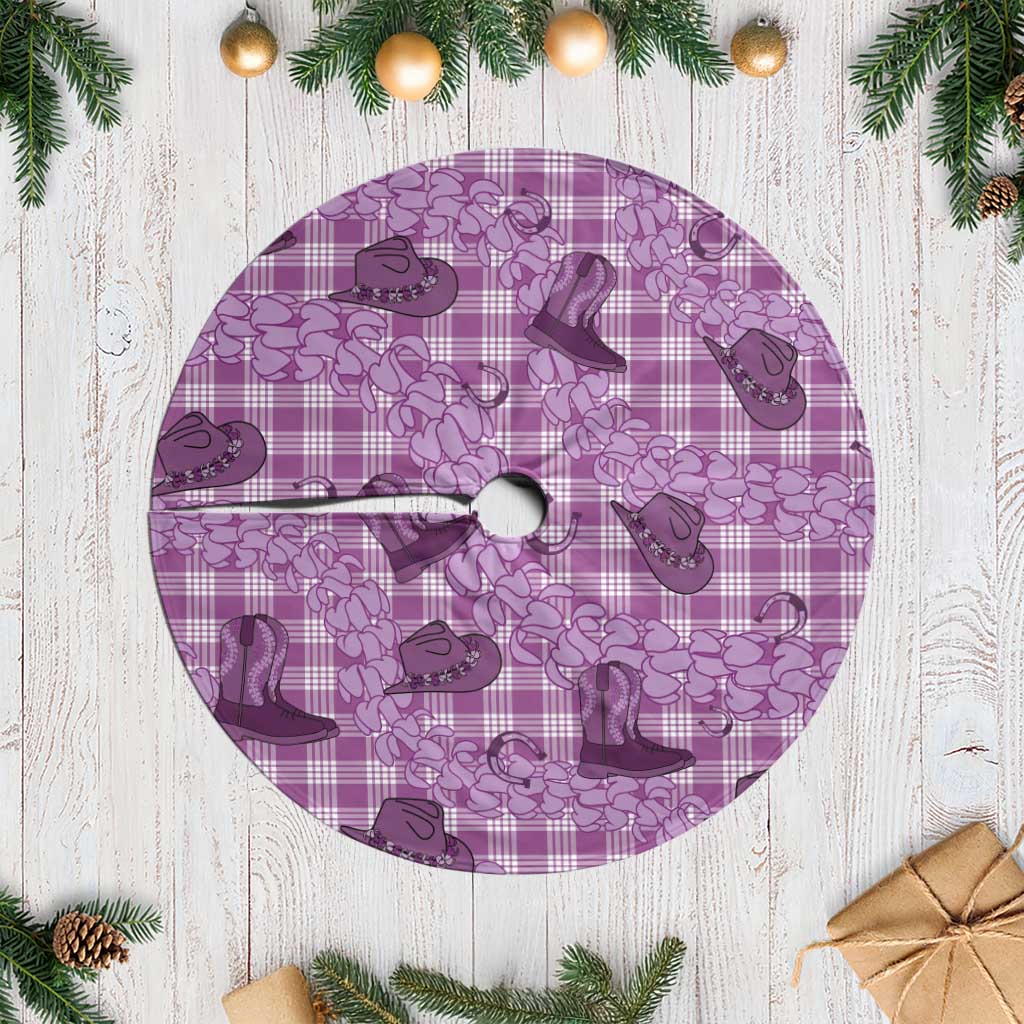 Purple Palaka Hawaii Cowboy Tree Skirt Puakenikeni Lei Paniolo Papale Seamless Vibes - Polynesian Pride