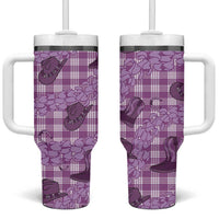 Purple Palaka Hawaii Cowboy Tumbler With Handle Puakenikeni Lei Paniolo Papale Seamless Vibes - Polynesian Pride
