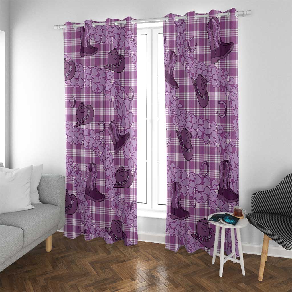 Purple Palaka Hawaii Cowboy Window Curtain Puakenikeni Lei Paniolo Papale Seamless Vibes - Polynesian Pride