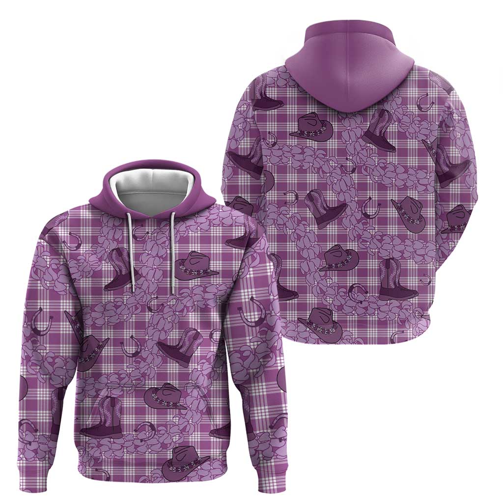 Purple Palaka Hawaii Cowboy Zip Hoodie Puakenikeni Lei Paniolo Papale Seamless Vibes - Polynesian Pride