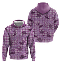 Purple Palaka Hawaii Cowboy Zip Hoodie Puakenikeni Lei Paniolo Papale Seamless Vibes - Polynesian Pride