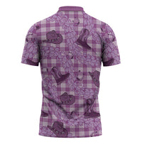 Purple Palaka Hawaii Cowboy Zipper Polo Shirt Puakenikeni Lei Paniolo Papale Seamless Vibes - Polynesian Pride