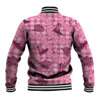 Pink Palaka Hawaii Cowboy Baseball Jacket Puakenikeni Lei Paniolo Papale Seamless Vibes - Polynesian Pride