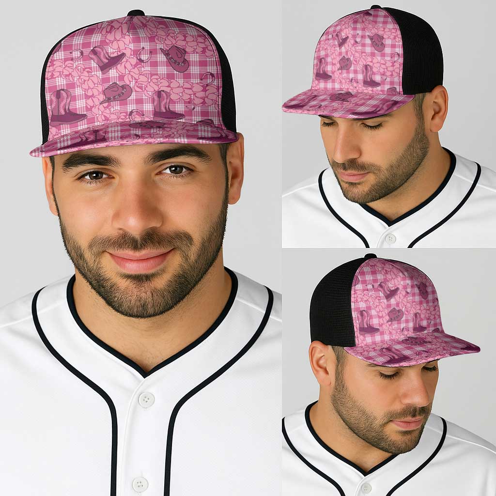 Pink Palaka Hawaii Cowboy Baseball Net Cap Puakenikeni Lei Paniolo Papale Seamless Vibes - Polynesian Pride