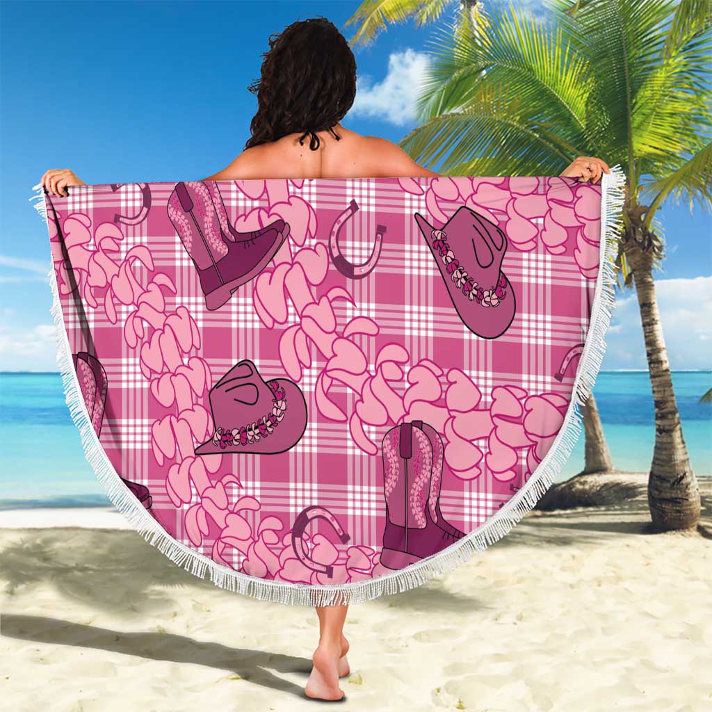 Pink Palaka Hawaii Cowboy Beach Blanket Puakenikeni Lei Paniolo Papale Seamless Vibes - Polynesian Pride